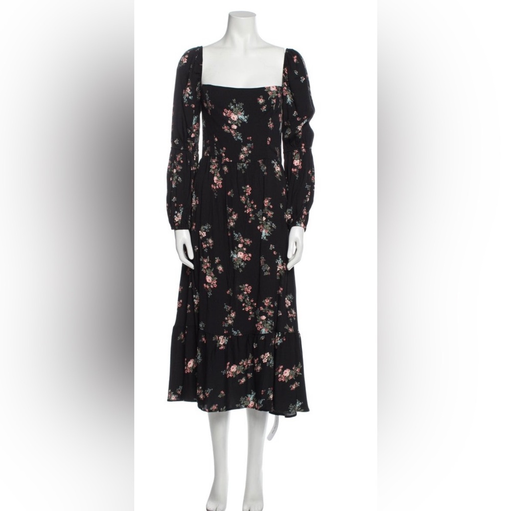 Reformation Black Floral Midi Dress